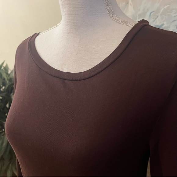2/$20 J. CREW Long Sleeve Fitted Cotton Merlot Top Large L - Picture 3 of 5